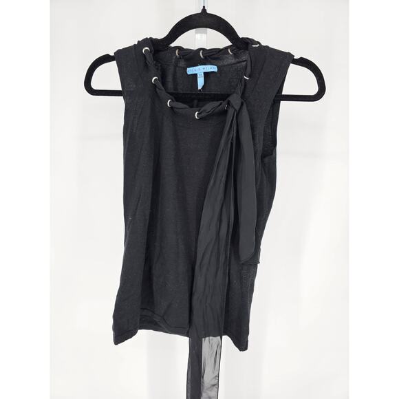 ANTONIO MELANI Tops - Antonio Melani Womens Sz XS Crew Neck Sleeveless Knit Top Black Ribbon Detail